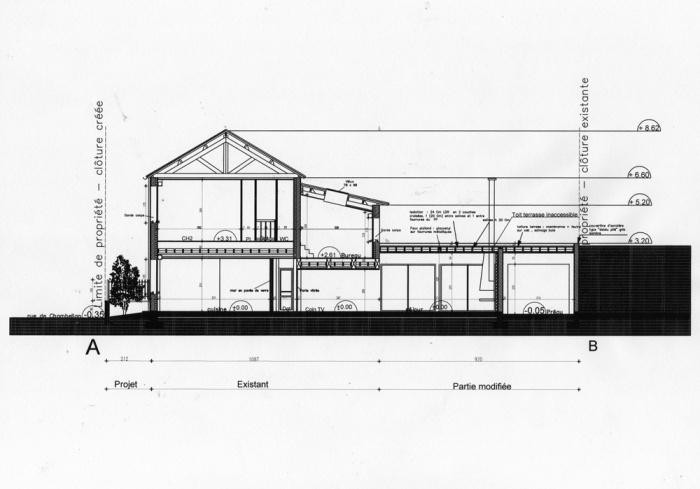 Rnovation d'une maison et amnagement de son extension ( projet en cours ) : Coupe projet extension