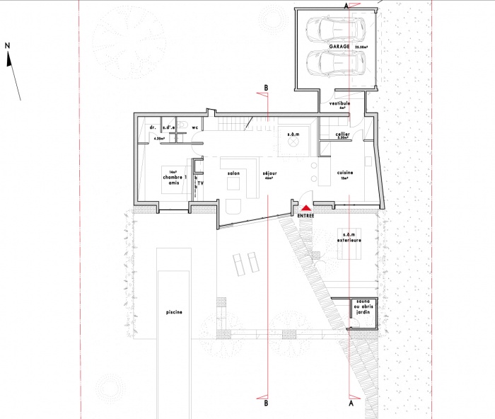 Une villa BBC en bois : rdc