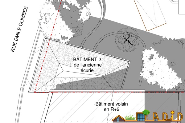 Extension/surlvation d'une ancienne curie/garage : 13-020 - Existant - Toiture