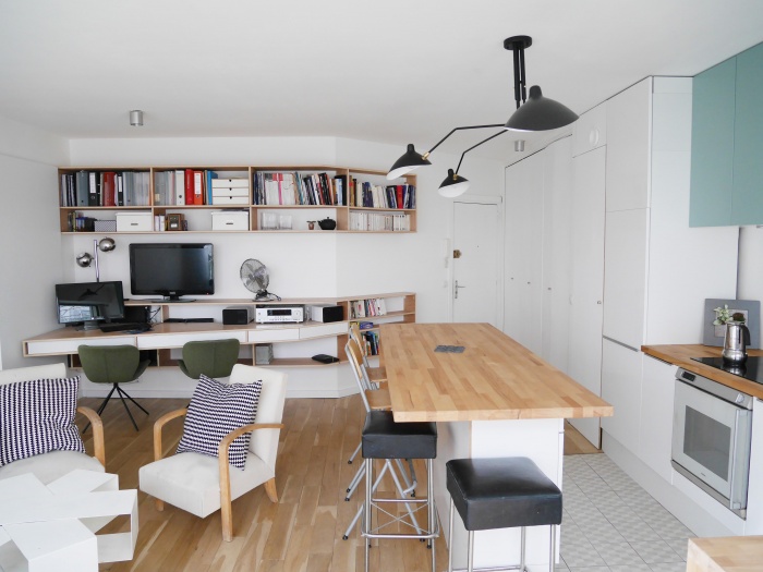 Appartement Paris : salon et bureau sur mesure